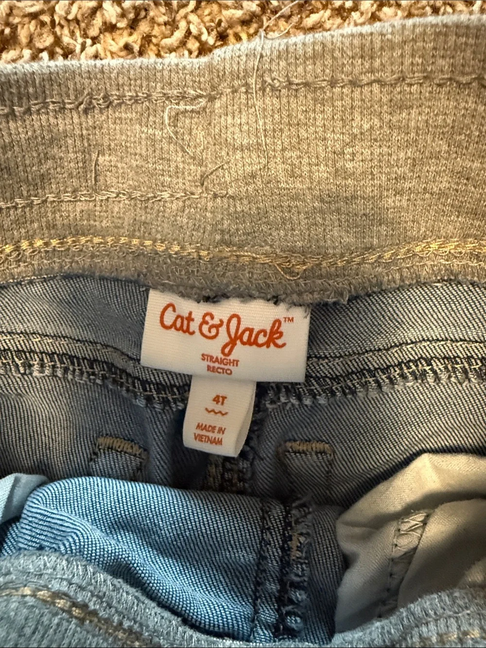 Cat & Jack Blue Denim Jeans with Grey Stretch Waistband